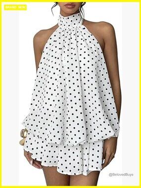 Sleeveless Halter Backless Ruffle Mini Dress for Summer Beach Party